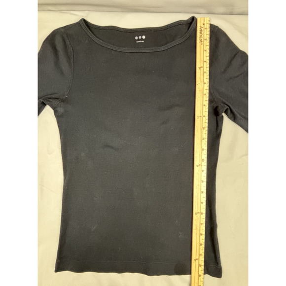 Three Dots Essential Heritage Knit British T-Shirt Size L Black 3/4 Sleeve - Picture 7 of 13
